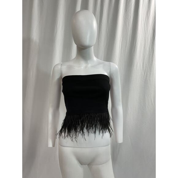 Central Park West 'Sylvie Marabou' Bandeau Black Blouse / Top Size M - Picture 2 of 5